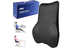 MEIXUNR Soft Lumbar Support Pillow for Office Chair and Car Seat,Back Support Pillow for Truck Driver's Seat, Back Cushion for Pain Relief Improve Posture (Leather-Black)