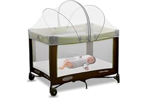 jiangcha Pack N Play Tent Cover - Bassinet Cover for Pack N Play/Travel Crib/Mini Crib/Playpen, Bassinet Mosquito Net Cover with Two-Way Zippers (White-Large)