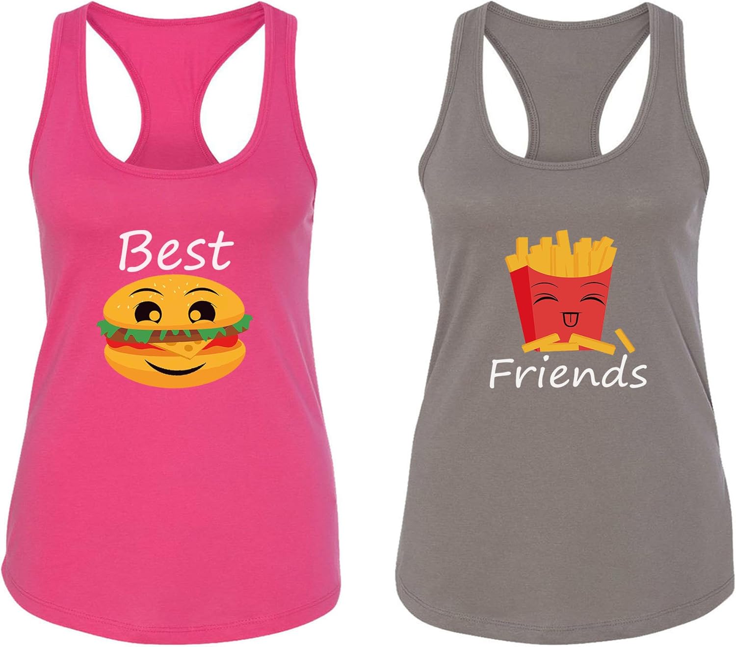 Burger and French Fries - Best Friend Tank Tops - Custom BFF Racerback for 2