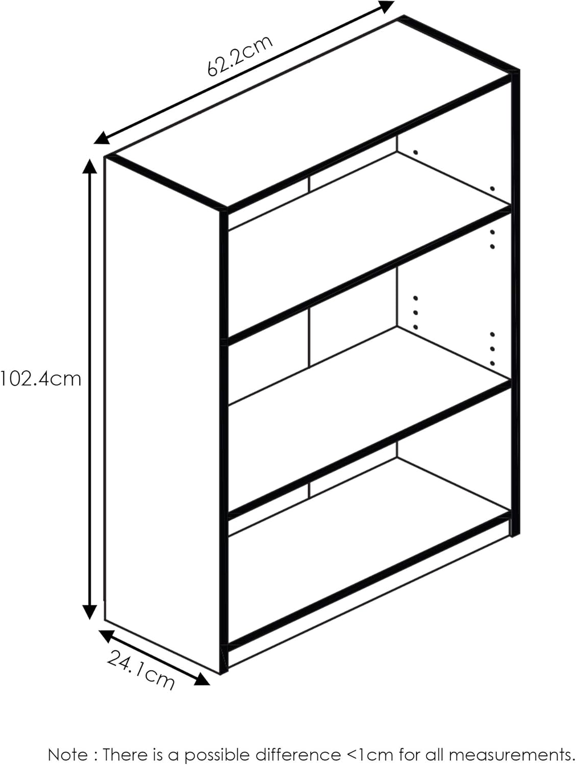 FURINNO JAYA Simple Home 3-Tier Adjustable Shelf Bookcase, Black: Furniture & Decor