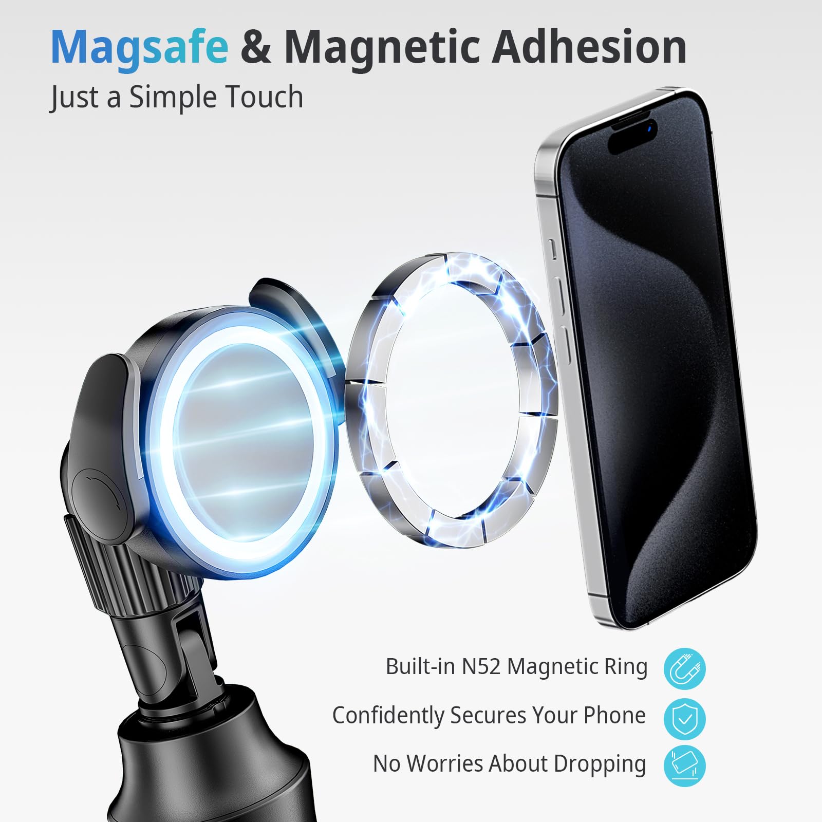 UBeesize 62'' Magnetic Selfie Stick Tripod with Wireless Remote, Extendable Phone Stand, Compatible with MagSafe for iPhone 15 14 13 12 and Android Phones