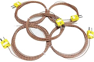 HUNGTOR 5pcs Pack High Accuracy K Type Mini-Connector Thermocouple Temperature Probe Sensor, 5 Meters Long Measure Range -50°C~482°C (-58°F~899°F)