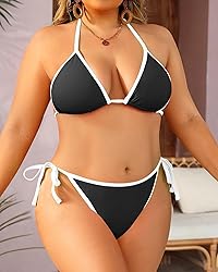 Tempt Me Women Black Plus Size Triangle Bikini Sets