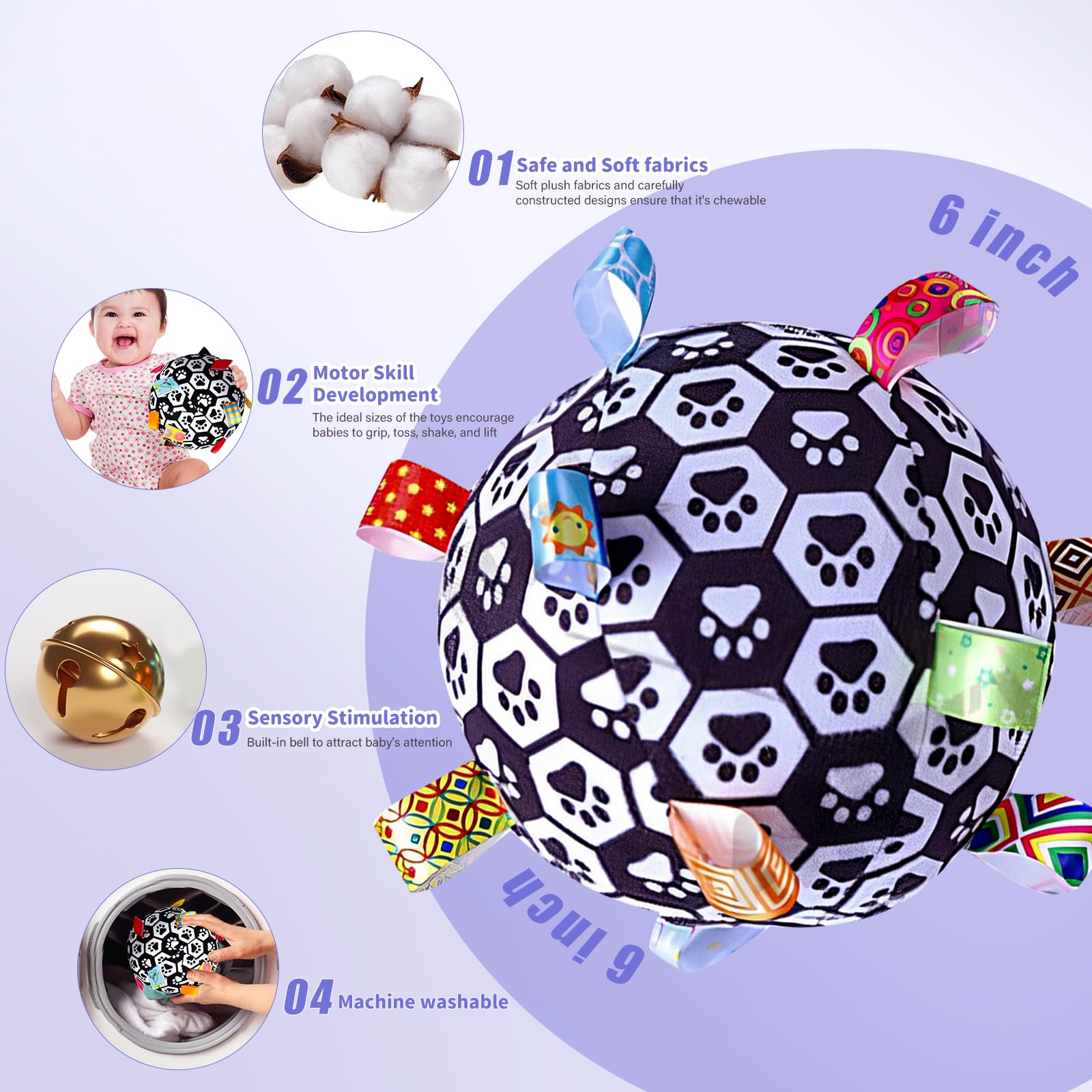 Black and White Sensory Toys for Babies, Montessori High Contrast Newborn Toys for 0-6-12M Baby Brain Development Early Learning Newborn Brain Development Toddlers Kids Gifts