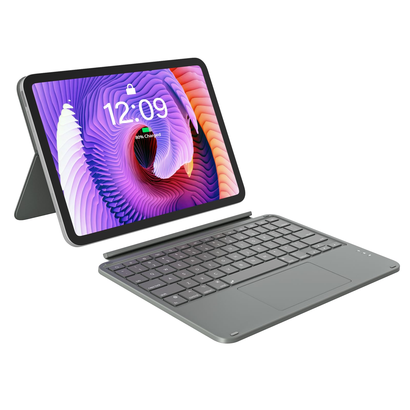 Photo 1 of AUSDOM iPad 10th Generation Keyboard, Multi-Touch Trackpad Keyboard with Magnetic Split Stand Case, Rechargeable Wireless Keyboard Folio with Backlit Keys for 10.9-inch iPad (10th Generation), Gray