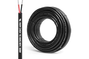 AMZDEPOT 18 Gauge 2 Conductor Electrical Wire, 30FT 18AWG Stranded PVC Cord Tinned Copper Flexible Low Voltage Cable, Flexible Extension Power Cord for LED Strips, Indoor Lamps, Landscape Lighting, Automotive