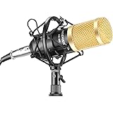 Neewer NW-800 Professional Studio Broadcasting & Recording Microphone Set Including (1)NW-800 Professional Condenser Microphone + (1)Microphone Shock Mount + (1)Ball-type Anti-wind Foam Cap + (1)Microphone Power Cable (Black)