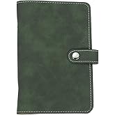 PATIKIL A6 PU Leather Binder Cover, 6 Ring Loose Leaf Binder Protector Round Ring Binder Cover Refillable Notebook Binder for Meeting Photocard Budget Notebook Folder, Green