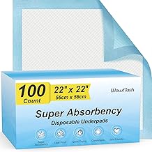 100 Count 22&rdquo; x 22&rdquo; Super Absorbency Disposable Underpads, Leakproof Quick Drying Disposable Pads for Baby, Puppy and Adults,