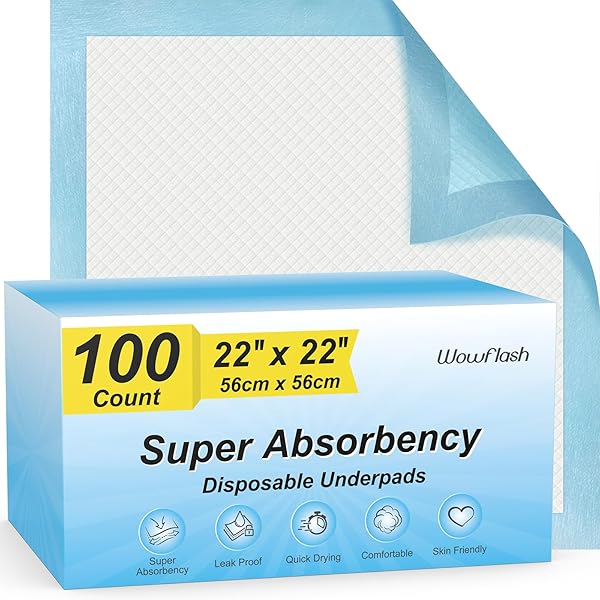 100 COUNT 22” X 22” SUPER ABSORBENCY DISPOSABLE...