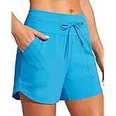 IUGA Womens 5" Swim Board Shorts Stretchy High Waisted Beach Shorts for Women Quick Dry UPF 50+ Swimsuit Bottoms with Liner