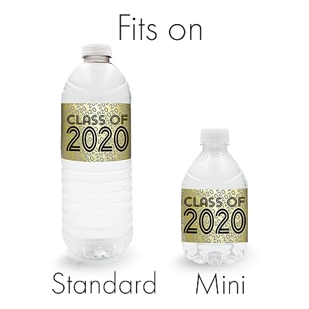 Senior Class Of 2020 Water Bottle Labels 24 Stickers Gold Foil