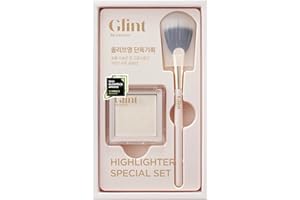 GLINT BY VDIVOV Glint Highlighter Special Set (Milky Moon(Set), 0.08oz + Fan Brush) - Baked Highlighter for Natural Glow. Korean Makeup by LG Beauty. Rich Pigment, Silky Touch, Shimmer.