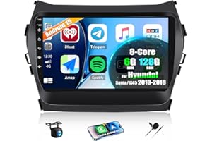 [8 Core 6G+128G] Android 15 Car Stereo for Hyundai Santa/IX45 2013-2018 with Wireless CarPlay Android Auto,9" Touchscreen Car
