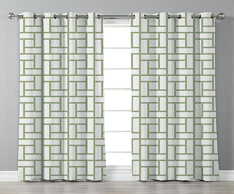 Thermal Insulated Blackout Grommet Window Curtains Green Maze