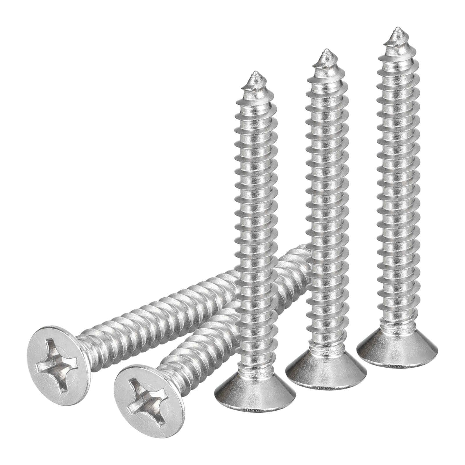 DTGN 30Pcs #12x1-3/4" Flat Head Wood Screws, 304 Stainless Steel Phillips Self Tapping Screws - Good for Woodworking, Furniture - Silver