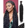Human Braiding Hair 100g 26 Inch Deep Water Wave Bulk Human Hair for Braiding No Weft 12A Brazilian Virgin Curly Human Hair Extensions for Boho Braids Wet and Wavy Natural Human Hair Braiding Hair