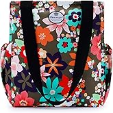 HUA ANGEL Floral Tote Bag - Casual Shoulder Bag Daily Tote Bag with Zipper Gym Travel Shopping Work Handbag for Women