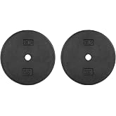 CAP 25lb Cast Iron Standard 1-Inch Weight Plates, Pair, Black | Baked Enamel, Solid Cast Iron, Machined 1-Inch Hole, Ground Edges, Raised Weight Markings, Black or Gray Options