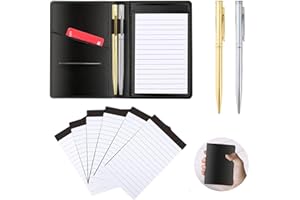 JNOMOW 9 Pieces Mini Pocket Notepad Set,Included Leather Pocket Note Pad Holder,180 Sheets 6 Pack 3×5 Inch Small Notebook Refills,2 Metal Ballpoint Pens