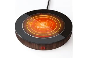 Kepwam Coffee Mug Warmer with Gravity Sensor, Mug Warmer for Desk with LED Light, 3 Temp Settings & 6H Auto Shut Off Coffee Warmer, Electric Candle Warmer Plate for Beverage, Coffee, Tea, Milk