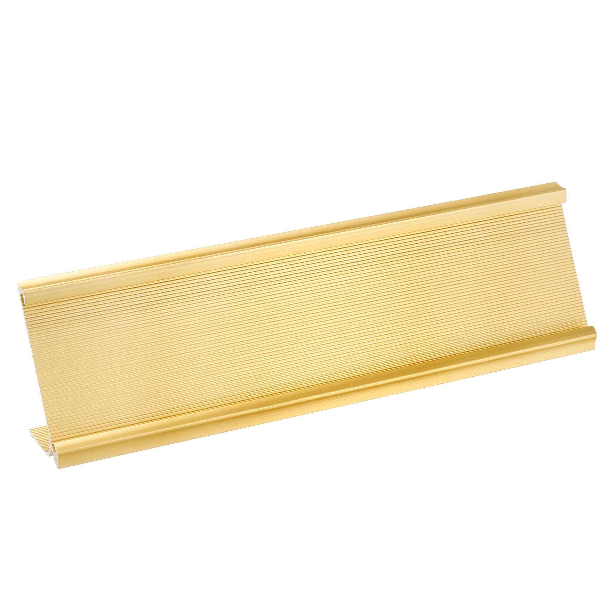 PATIKIL 2 x 7.8inch Aluminum Name Plate Holder, 1Pcs L Type for Desk Office Business Door Sign Holder Gold Tone