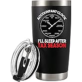 Accountant Clock I'll Sleep After Tax Season Accounting Gifts for Coworker Accounting Student Graduation Gifts CPA Accountant Vacuum Insulated Tumbler Travel Mug with Lid and Straw 20 oz Black