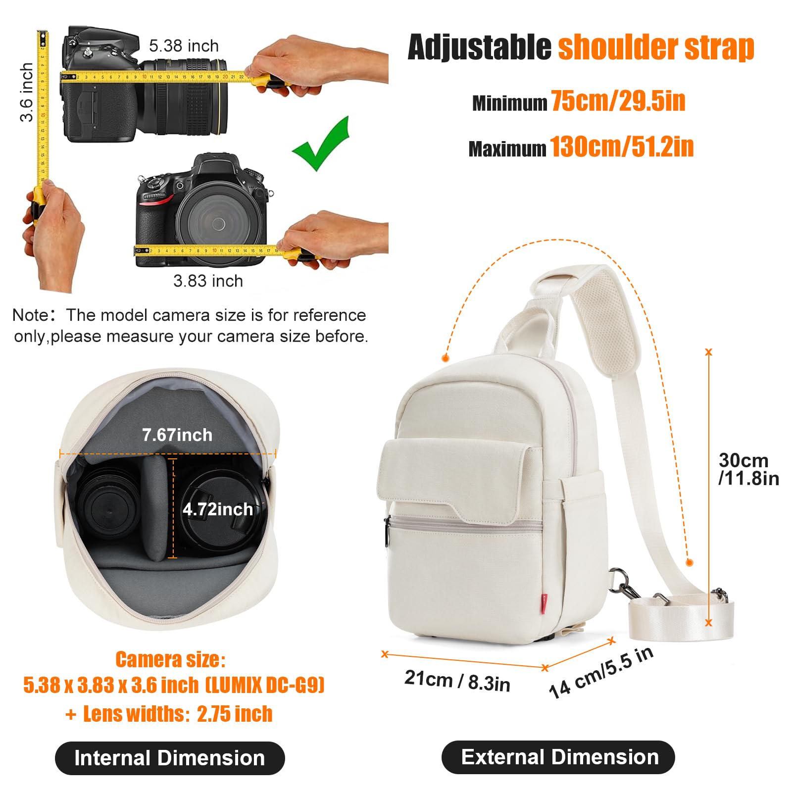 Cwatcun Camera Bag Crossbody Shoulder Messenger Camera Case, Lightweight DSLR/SLR/Mirrorless Photography Bag with Tripod Holder and Rain Cover for Canon, Nikon, Sony, Fuji Cameras, Lens Accessories