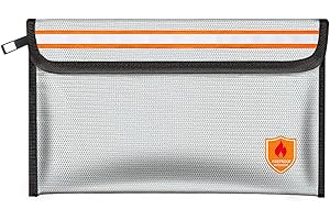 Orikithem Fireproof Document Bag 2200°F/5200°F, 5×8"with Zipper and Reflective Strip,Heat Insulated Fireproof/Waterproof Bag for Cash, Documents and Valuables, Small Silver-2200°F