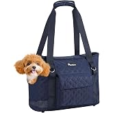 Pawaboo Dog Purse Carrier for Small Dogs with Pocket,Up to 11Lbs | Lightweight &amp; Portable Dog Tote Bag Carrier Purses,Soft Sided Design,Front Pocket for Storage Travel Shopping Navy Blue