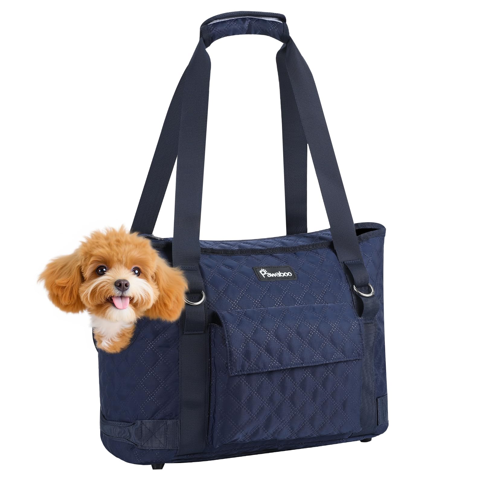 Photo 1 of Pawaboo Dog Purse Carrier for Small Dogs with Pocket, Lightweight Dogs and Puppies Tote Bag Carrier, Dog Carriers Soft Sided for Puppy Cat Rabbit, Shopping Travel Puppy Carriers Under 11 LBS,Navy Blue