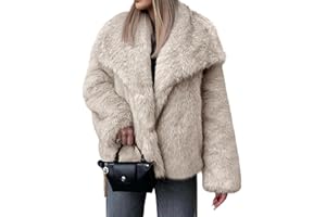 Cicy Bell Womens Faux Fur Coat Winter Shaggy Casual Oversized Lapel Jackets Warm Fuzzy Outerwear
