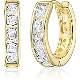 Linawe Small Hoop Earrings for Women Trendy, Tragus Piercing Jewelry, Cubic Zirconia Studs Huggie Earrings, Mini Chunky Tiny Helix Earrings, Gold/Rose Gold/Silver Cartilage Hoops