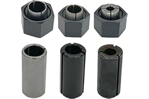 KIMGU Collet Chuck And Nut Set Replace for Dewalt DW6214 DW618 Router with Reducer Sleeves 1/2", 1/4", 12mm,1/2"-3/8", 12.7mm-8mm, 12.7mm-6mm