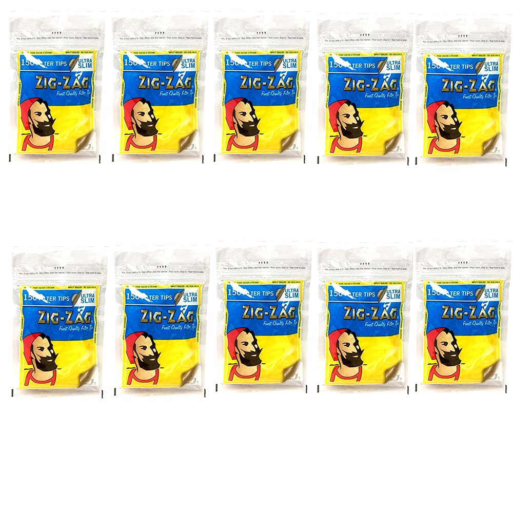 Original ZIG ZAG Filters Tips Packs (Ultra Slim Filters - 150 Tips Pack, 10)