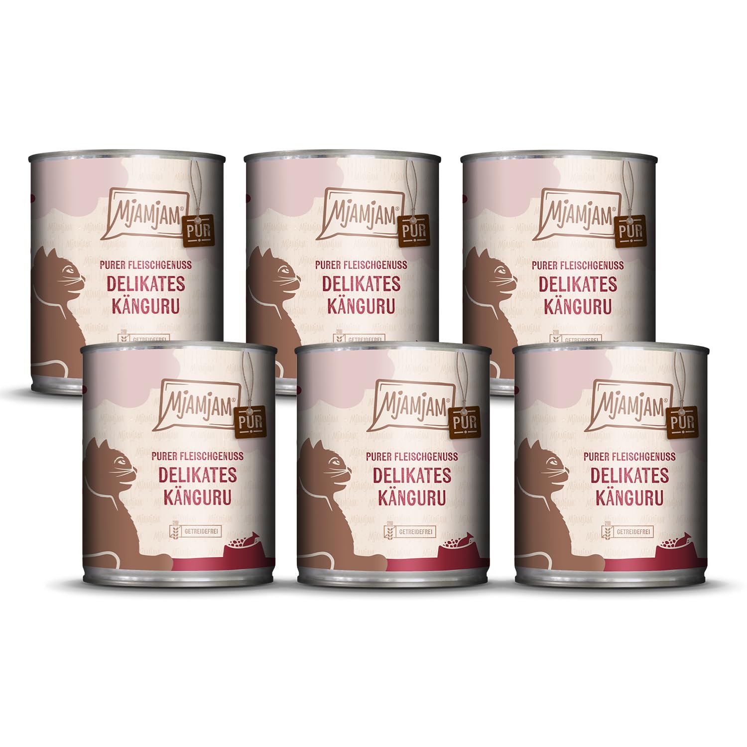 MjAMjAM - premium wet food for cats - pure meat enjoyment - delicious pure kangaroo, pack of 6 (6 x 800 g), grain-free with extra meat