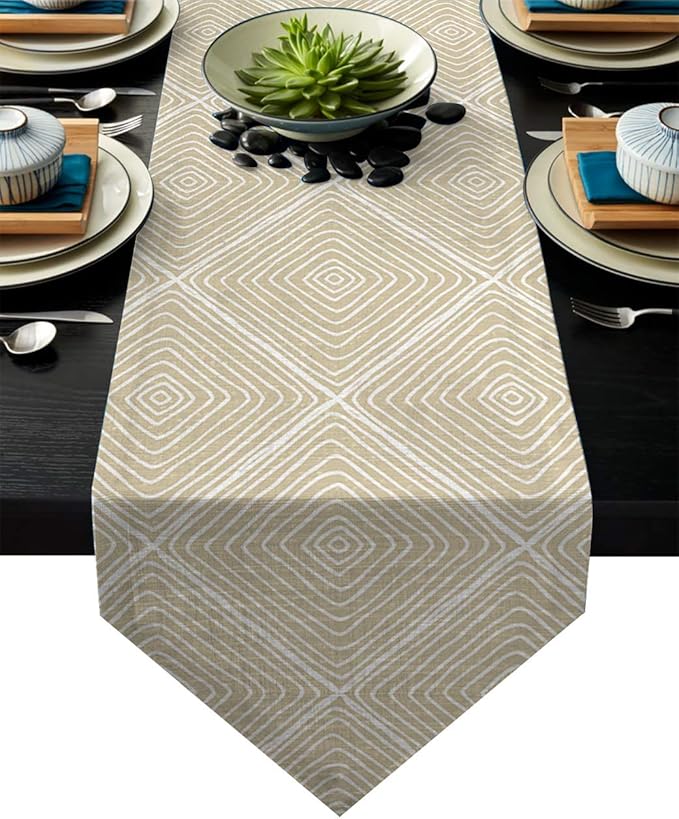 Coffee Table Runner Trippy Psychedelic Vintage Line Design