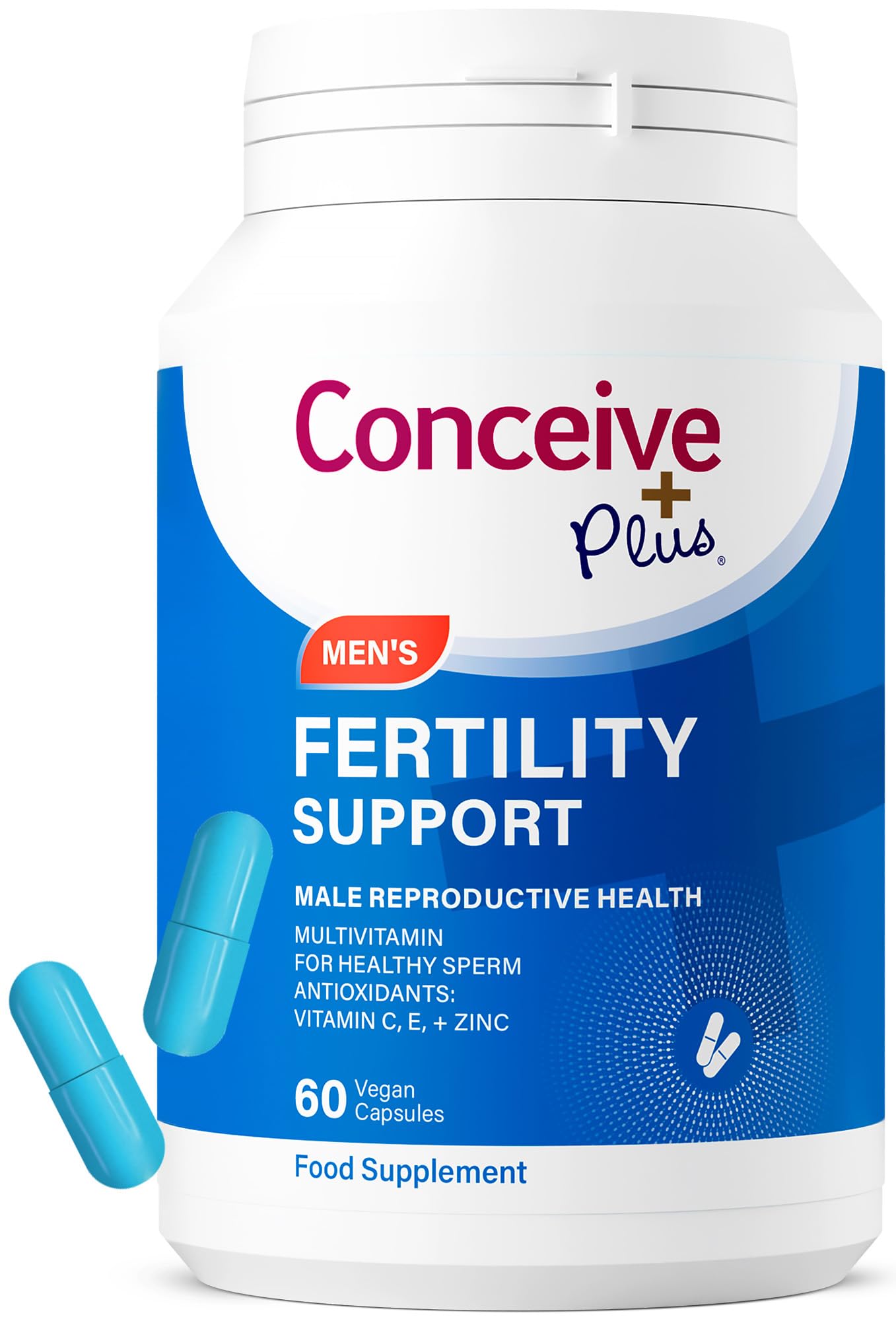 CONCEIVE PLUS Male Fertility Supplements - Boost Sperm Count, Motility & Libido - Maca Root, Folic Acid, L-Arginine, Zinc & Magnesium - Multivitamin for Men’s Health & Fertility Support, 60 Caps