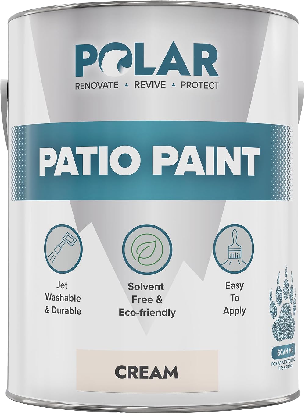 Polar Patio Paint Cream RAL 9001 2.5 L Outdoor Floor Paint