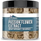 Earthborn Elements Passion Flower Extract 200 Capsules, Pure & Undiluted, No Additives