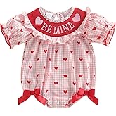 ZIXILOVGIR Baby Girl Easter Outfit Bunny Cross Embroidery Bubble Romper Short Sleeve Easter Onesie Cute Smocked Clothes