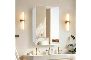 HESONTH 16"x26" Bathroom Medicine Cabinet with Mirror, Rectangular Frameless Mirror Cabinet,Wall Mounted Cabinet for Bathroom