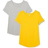 Amazon Essentials Women's Short-Sleeve Scoopneck Tunic, Pack of 2