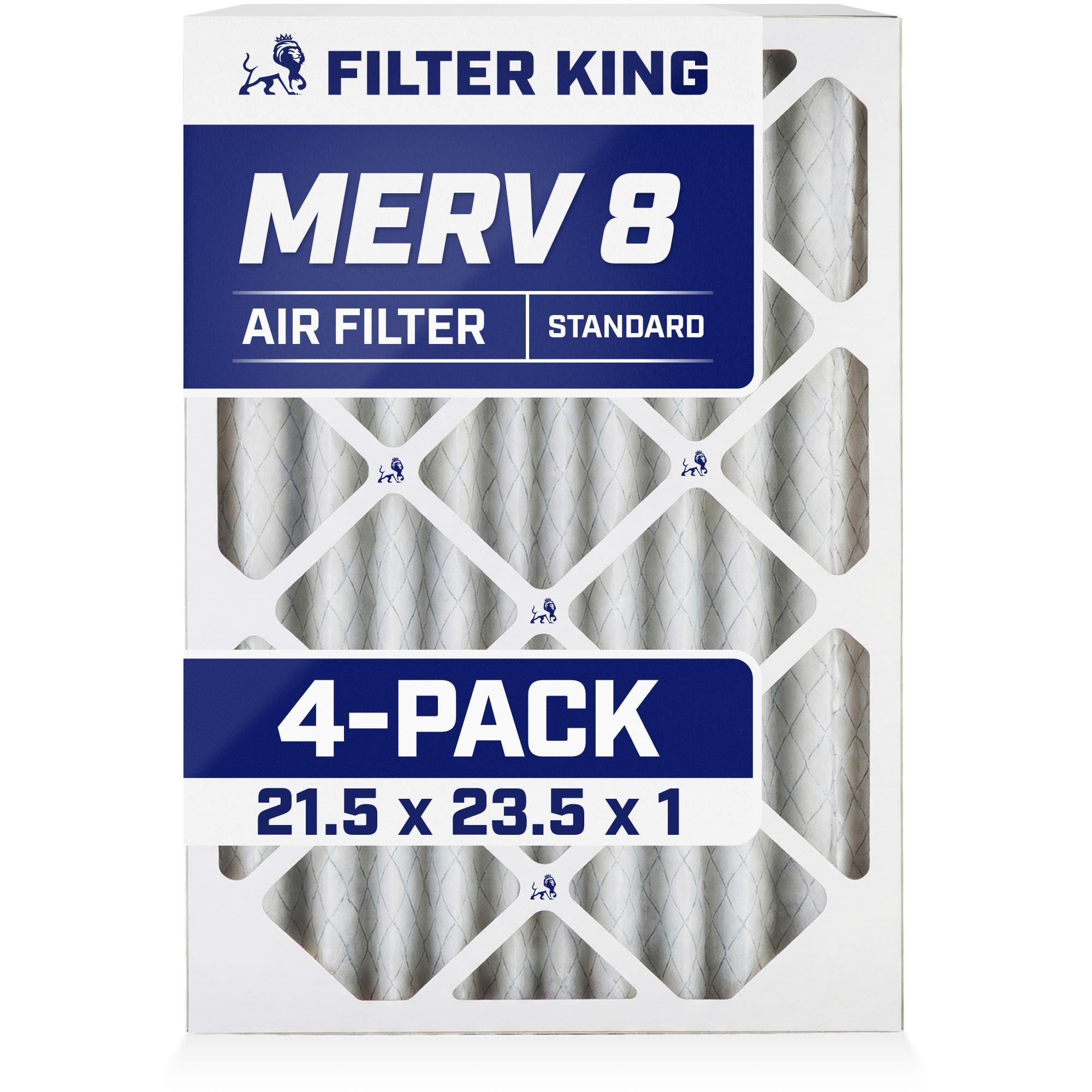 Filter King 21.5x23.5x1 Air Filter | 4-PACK | MERV 8 HVAC Pleated A/C Furnace Filters | MADE IN USA | Actual Size: 21.5x23.5x.75" Image