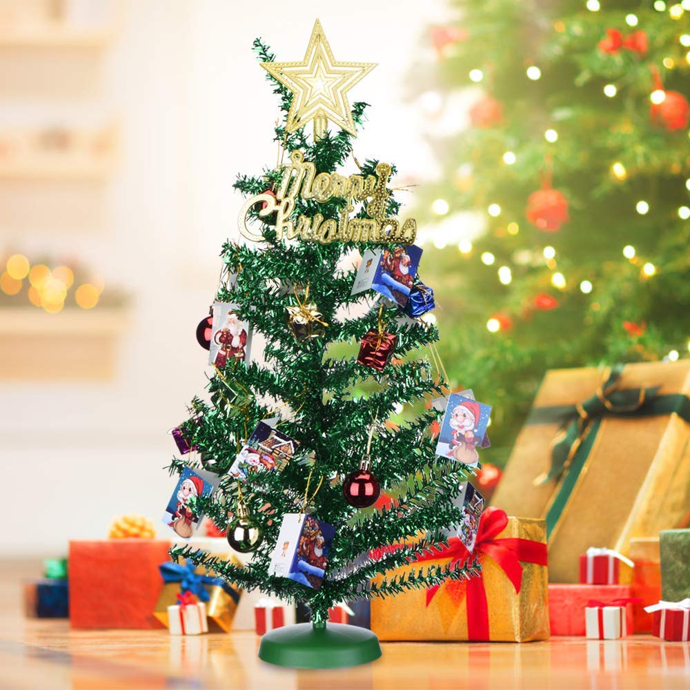 Mini Christmas Tree, 18 Inches/ 45cm Artificial Tinsel Tree, Xmas Tree
