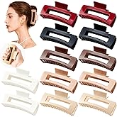 Suncalla 12 Pcs Soft Flexible Hair Claw Clips, Scalp Safe Large Square Cloud Clips, Gentle Hold Non Slip Barrettes for Women, Thin Thick Curly Hair