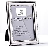 Frapery Classic Picture Frame Silver Plated, Smooth Beaded, Holds a 5 x 7-Inch Photo | Velvet Backing | Perfect for Gifts & Cherished Memories Collection