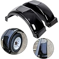 ECOTRIC 2 Pcs Trailer Fenders W/Steps Compatible with 13" Diameter Wheels Tires Single-Axle Trailers Plastic Fenders Black