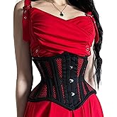 SLIMX Black Corset Underbust Long Torso Steel Boned Waist Trainer for Women Plus Size Heavy Duty Open Cup Corset Hourglass