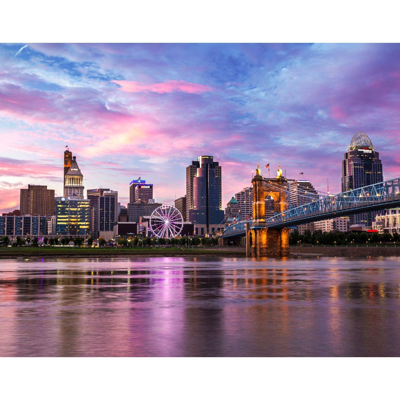 Amazon Com 11x14 Inch Cincinnati Skyline Photography Cincinnati Sunset Photo Print Cincinnati Skyline View Taken From Covington Kentucky Ohio Wall Art Print Cincinnati Home Decor Handmade